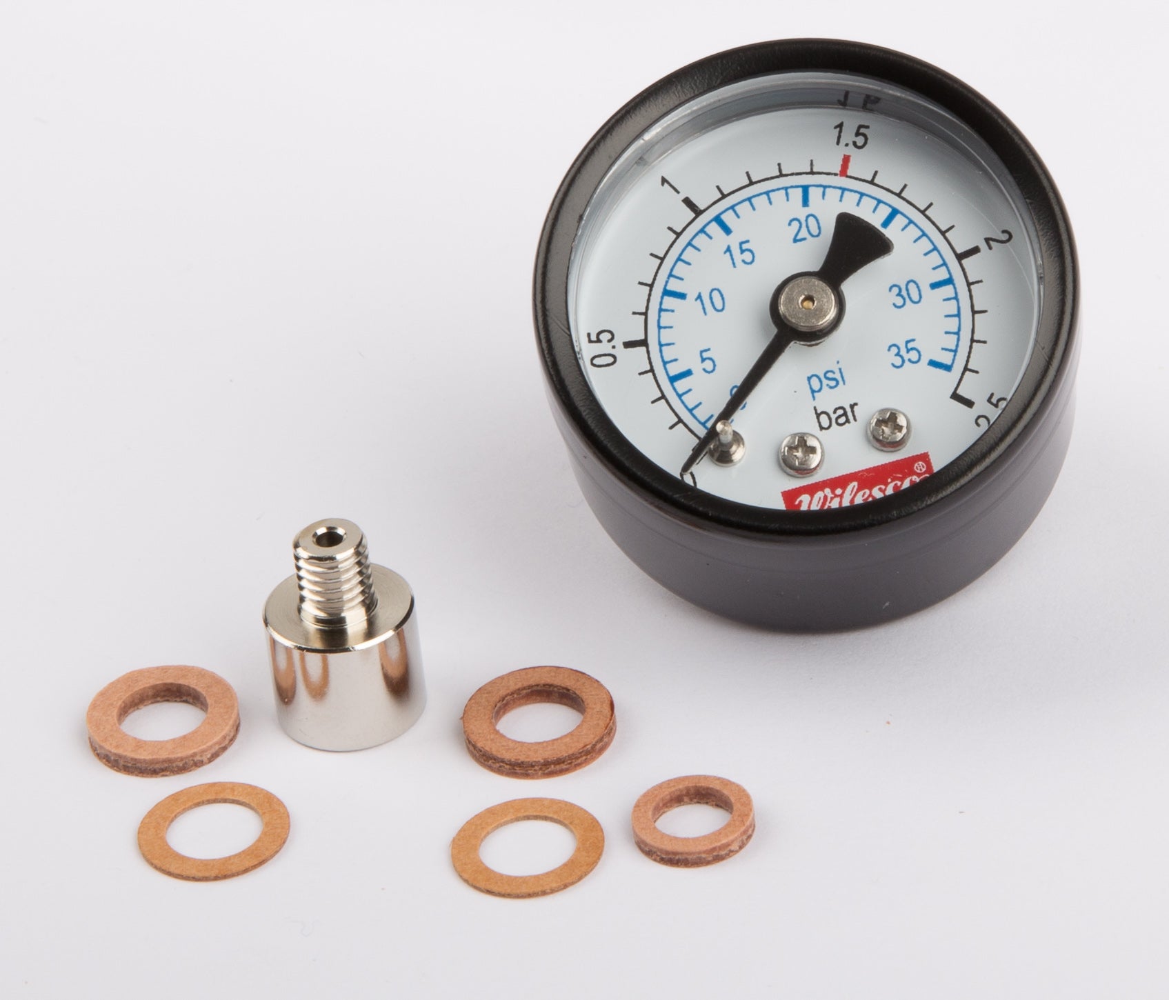 Manomètre 35 mm, filetage arrière M6 + adaptateur 01529