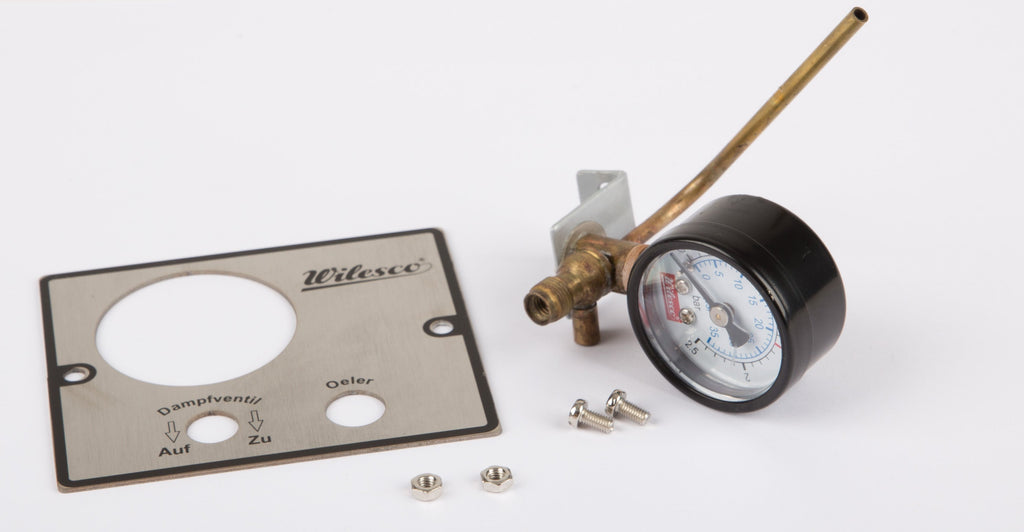 Manometer M 6 Gewinde D=35 mm, Manometeranschlussrohr und Armaturenplatte zum Selbstlöten