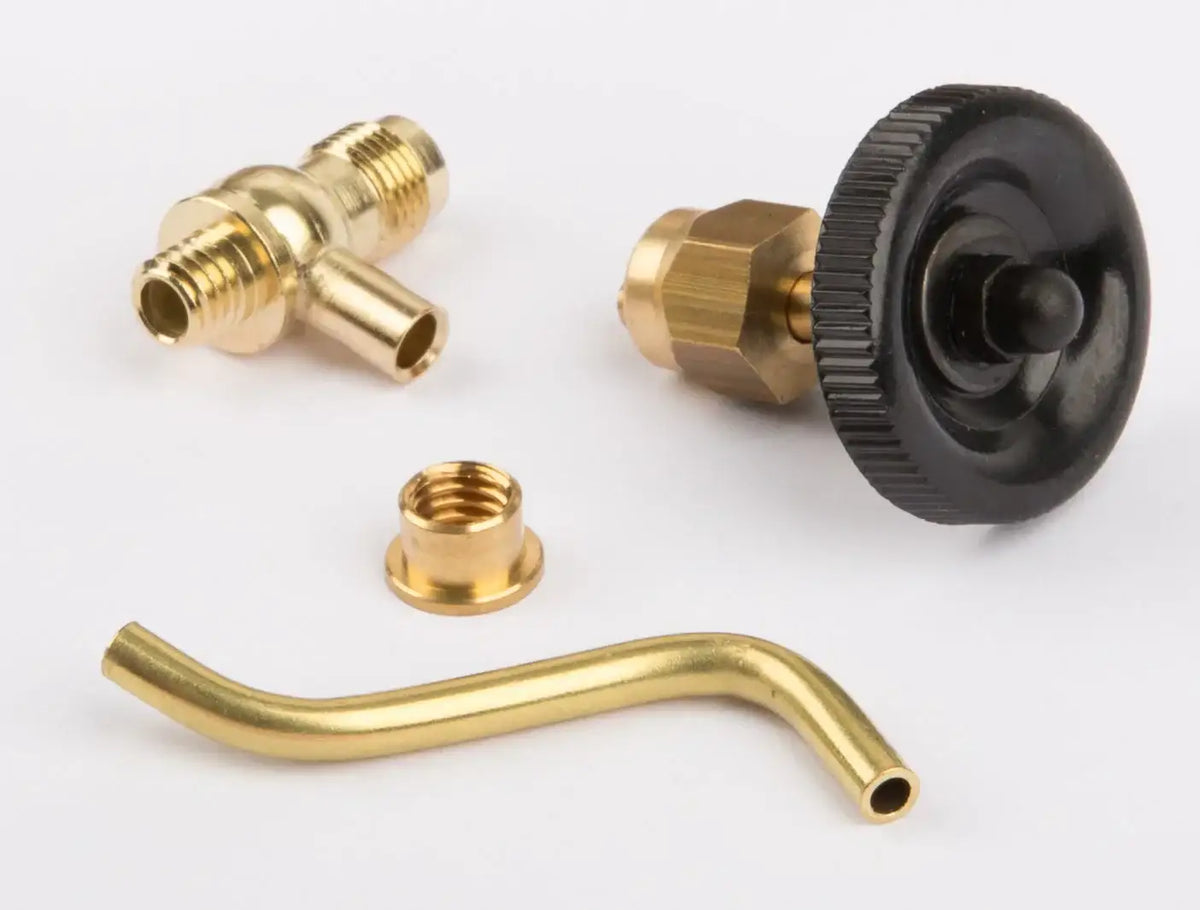 Wasserablassventil mit Ventilkörperunterteil, Ablaufrohr, Bundmutter/Lötring, messing